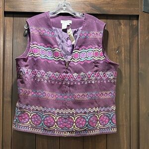 Coldwater Creek Purple Embroidered Blouse